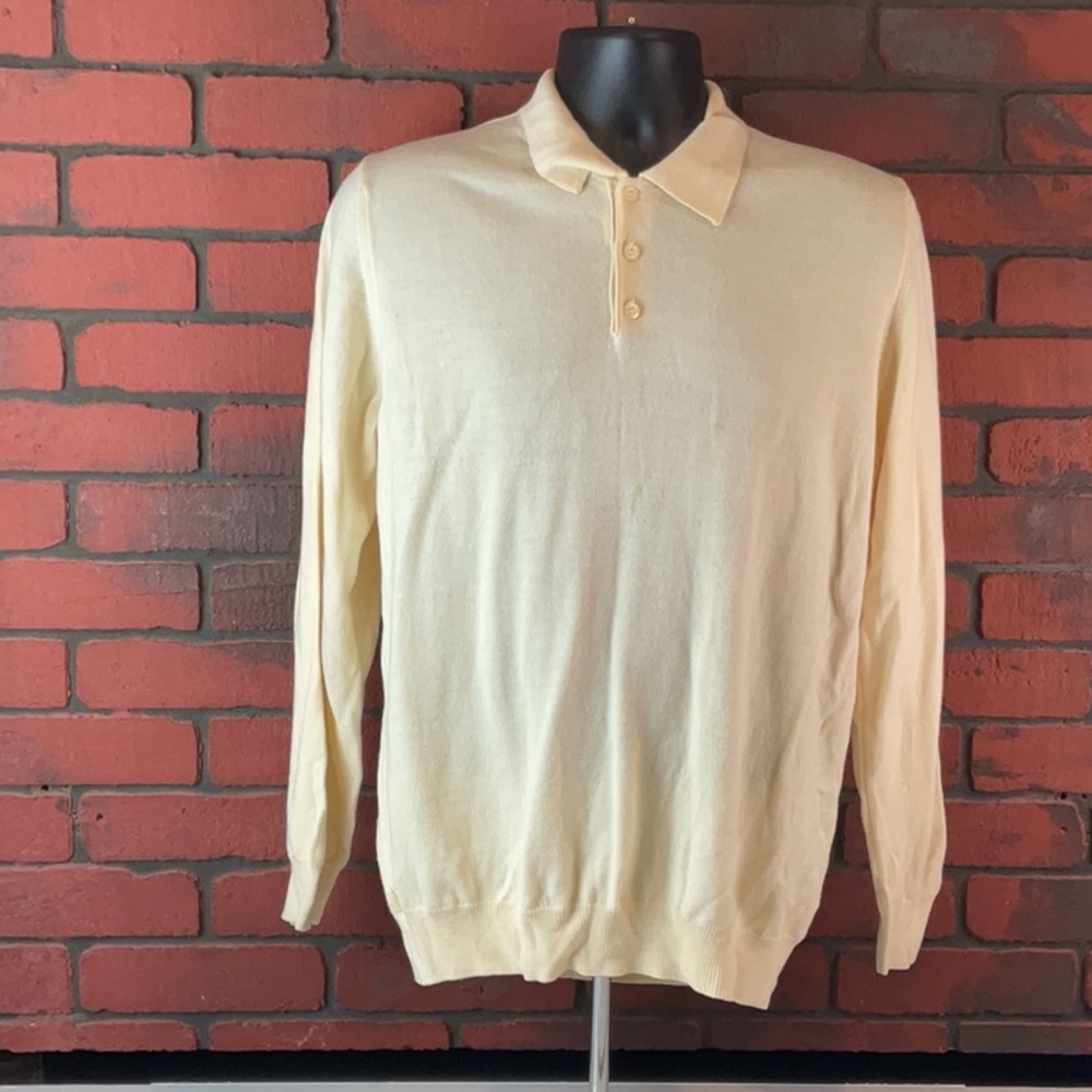 Grant Thomas‎ Sweater Mens Small Yellow Merino Wool